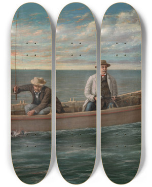 Triptych art skateboard deck of William F Kelly Stephen Grover Cleveland by William F Kelly