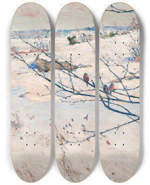 Triptych art skateboard deck of Karl Nordstrm Winter Landscape by Karl Nordstrom (1855-1923)