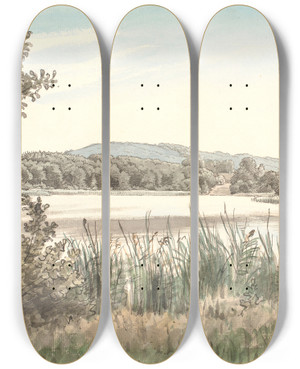 Triptych art skateboard deck of P C Skovgaard Hundesen Paa Men by P C Skovgaard (1817-1875)