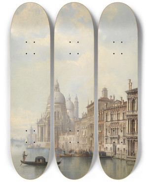 Triptych art skateboard deck of Ludwig Hermann Venedig by Ludwig Hermann (1812-1881)