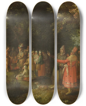 Triptych art skateboard deck of David Vinckboons John The Baptist Preaching by David Vinckboons (1576-1629)