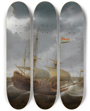 Triptych art skateboard deck of Jan Porcellis Ships On A Turbulent Sea by Jan Porcellis (1584-1632) Triptych art skateboard deck of Jan Porcellis Ships On A Turbulent Sea by Jan Porcellis (1584-1632)