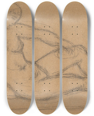 Triptych art skateboard deck of Aristide Maillol Nu Assis_2 by Aristide Maillol (1861-1944)