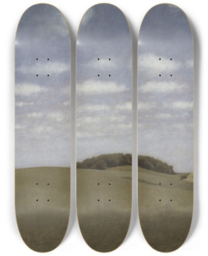 Triptych art skateboard deck of Vilhelm Hammershi Landscape From Lejre by Vilhelm Hammershoi (1864-1916)