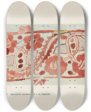 Triptych art skateboard deck of Nikolay Samokish Motivy Ukrainskago Ornamenta Pl 10 by Nikolay Samokish (1860-1944)