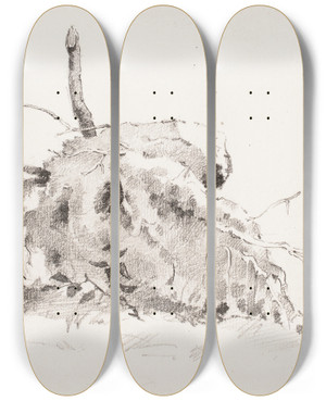 Triptych art skateboard deck of Helene Schjerfbeck Puun Juurakko by Helene Schjerfbeck (1862-1946)