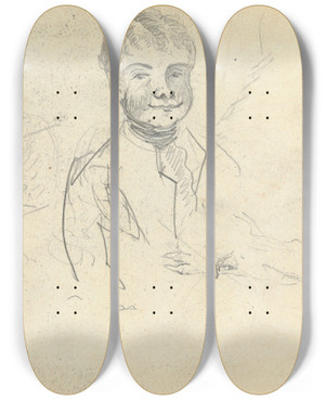 Triptych art skateboard deck of Thomas Bradshaw Sketch Of A Young Man by Thomas Bradshaw (1767)