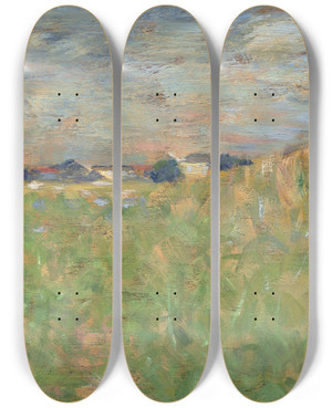 Triptych art skateboard deck of Georges Seurat A Summer Landscape by Georges Seurat (1859-1891)
