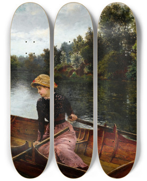 Triptych art skateboard deck of William Henry Bartlett An Idle Afternoon by William Henry Bartlett (1809-1854)