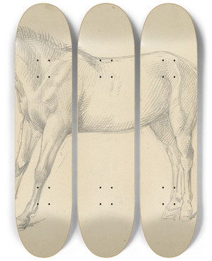 Triptych art skateboard deck of William Strutt Studies Of A Pony by William Strutt (1825-1915)