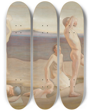 Triptych art skateboard deck of Magnus Enckell Resurrection_2 by Magnus Enckell (1870-1925)