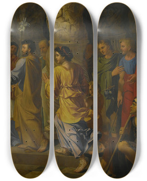 Triptych art skateboard deck of Michel Corneille The Elder Marriage Of The Virgin by Michel Corneille The Elder (1601-1664) Triptych art skateboard deck of Michel Corneille The Elder Marriage Of The Virgin by Michel Corneille The Elder (1601-1664)