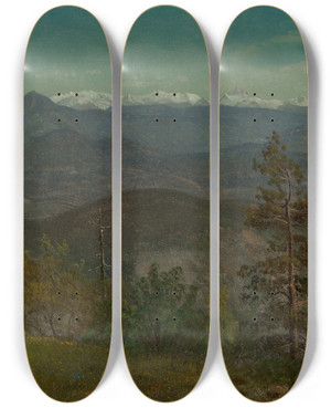 Triptych art skateboard deck of Albert Bierstadt Yosemite Valley California by Albert Bierstadt (1830-1902)