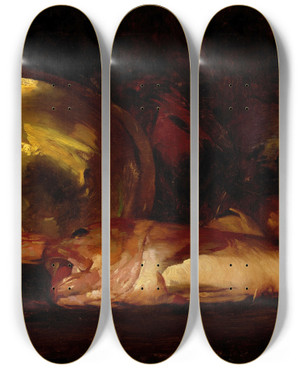 Triptych art skateboard deck of William Merritt Chase Still Life_1 by William Merritt Chase (1849-1916)
