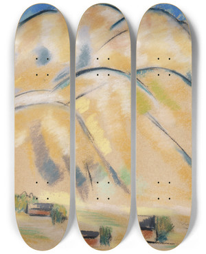 Triptych art skateboard deck of Marsden Hartley New Mexico Hills by Marsden Hartley (1877-1943)