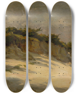 Triptych art skateboard deck of Eduard Ballo Seashore by Eduard Ballo (1859-1936)