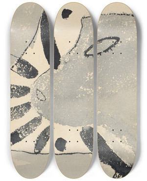 Triptych art skateboard deck of Arthur Dove There Was A Cat Somewhere by Arthur Dove (1880-1946)