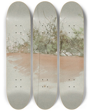 Triptych art skateboard deck of Edwin Austin Abbey Landscape Withtrees by Edwin Austin Abbey (1852-1911)