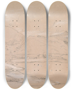 Triptych art skateboard deck of John Linnell Beddgelert by John Linnell (1792-1882)