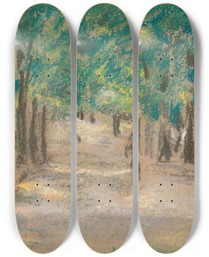 Triptych art skateboard deck of Max Liebermann Allee Wohl In Haarlem by Max Liebermann (1847-1935)