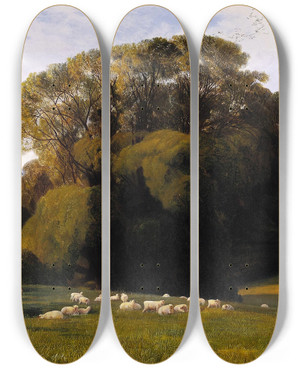 Triptych art skateboard deck of Edward Lear Nuneham by Edward Lear (1812-1888)