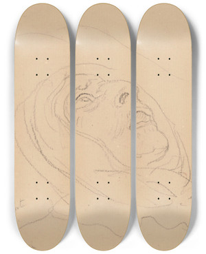 Triptych art skateboard deck of James Ensor My Dead Mother Iv by James Ensor (1860-1949)