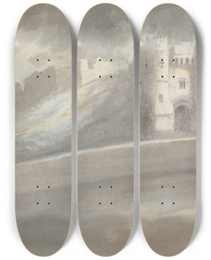 Triptych art skateboard deck of John Malchair Carisbrooke Castle Isle Of Wight by John Malchair (1730-1812)