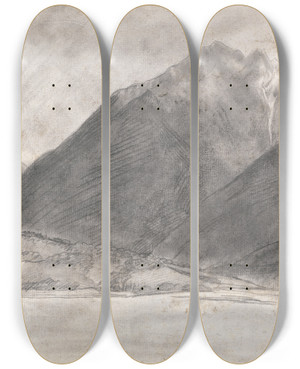 Triptych art skateboard deck of George Romney Landscape In Westmoreland by George Romney (1734-1802)