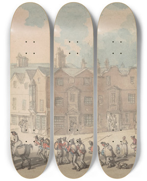 Triptych art skateboard deck of Thomas Rowlandson Soldiers At Exeter by Thomas Rowlandson (1756-1827) Triptych art skateboard deck of Thomas Rowlandson Soldiers At Exeter by Thomas Rowlandson (1756-1827)