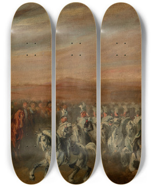 Triptych art skateboard deck of Piotr Michaowski Dwernicki At The Head Of The 2Nd Uhlan Regiment by Piotr Michalowski (1800-1855)
