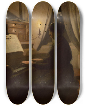 Triptych art skateboard deck of Wodzimierz Tetmajer Old Song by Wlodzimierz Tetmajer (1861-1923)