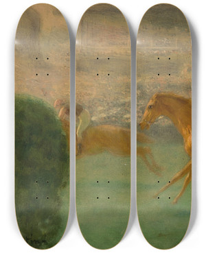 Triptych art skateboard deck of Louis Anquetin Saut Dobstacle by Louis Anquetin (1861-1932)