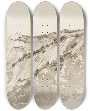 Triptych art skateboard deck of P C Skovgaard Mens Klint by P C Skovgaard (1817-1875)