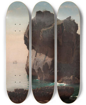 Triptych art skateboard deck of William Stanley Haseltine Capri by William Stanley Haseltine (1835-1900)