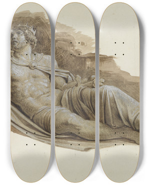 Triptych art skateboard deck of Moritz Von Schwind Knig Numa by Moritz Von Schwind (1804-1871)