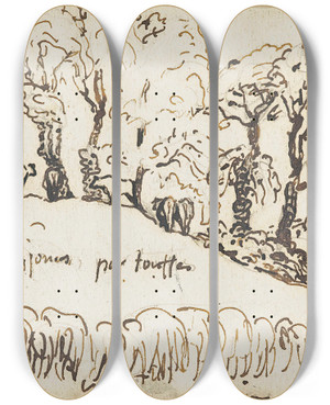 Triptych art skateboard deck of Jeanfranois Millet Cows Under Trees Near Gruchy by Jean-Franois Millet (1814-1875) Triptych art skateboard deck of Jeanfranois Millet Cows Under Trees Near Gruchy by Jean-Franois Millet (1814-1875)