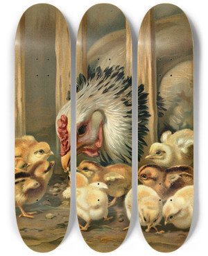 Triptych art skateboard deck of Arthur Fitzwilliam Tait Kluck Kluck by Arthur Fitzwilliam Tait (1819-1905)
