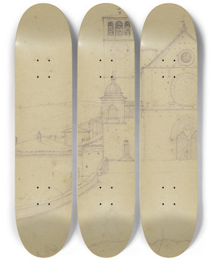 Triptych art skateboard deck of Nikolaus Hoff S Francesco In Assisi by Nikolaus Hoff (1798-1873)