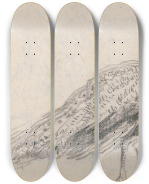 Triptych art skateboard deck of David Cox Peacock At Capel Curig by David Cox (1783-1859)