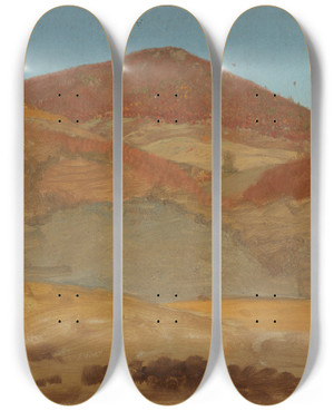 Triptych art skateboard deck of Frederic Edwin Church Hilly Landscape Autumn by Frederic Edwin Church (1826-1900) Triptych art skateboard deck of Frederic Edwin Church Hilly Landscape Autumn by Frederic Edwin Church (1826-1900)