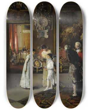 Triptych art skateboard deck of Luis Jimnez Aranda The Presentation by Luis Jimenez Aranda (1845-1928)