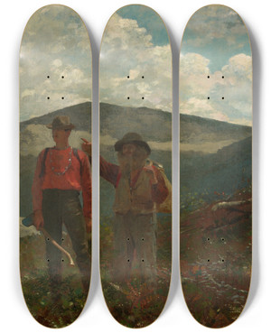 Triptych art skateboard deck of Winslow Homer Two Guides by Winslow Homer (1836-1910)