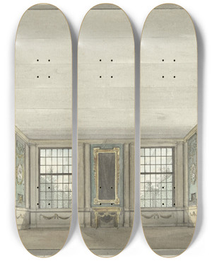 Triptych art skateboard deck of Pieter Barbiers Ontwerp Voor Een Toneeldecor Van Een Interieur by Pieter Barbiers (18-)
