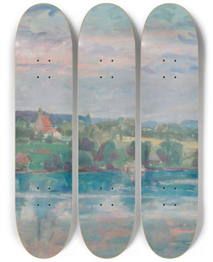 Triptych art skateboard deck of Walther Gamerith Unterbuchberg_1 by Walther Gamerith (1903-1949)
