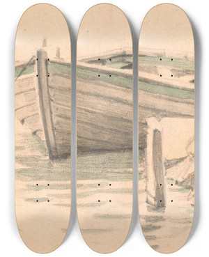 Triptych art skateboard deck of Hans Smidth En Robd by Hans Smidth (1839-1917)