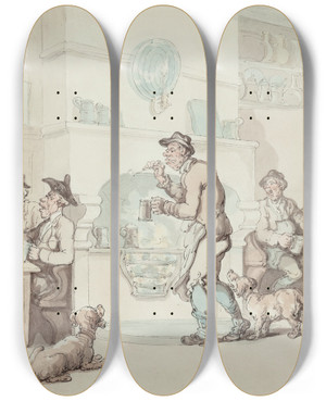 Triptych art skateboard deck of Thomas Rowlandson In The Tavern The Interior Of An Inn by Thomas Rowlandson (1756-1827) Triptych art skateboard deck of Thomas Rowlandson In The Tavern The Interior Of An Inn by Thomas Rowlandson (1756-1827)