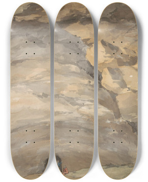 Triptych art skateboard deck of Abrahamlouisrodolphe Ducros Exterieur Van Grot Santa Maria Capella by Abraham-Louis-Rodolphe Ducros (1748-1810)