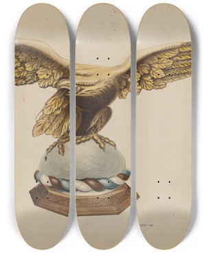 Triptych art skateboard deck of Louis Plogsted Eagle by Louis Plogsted