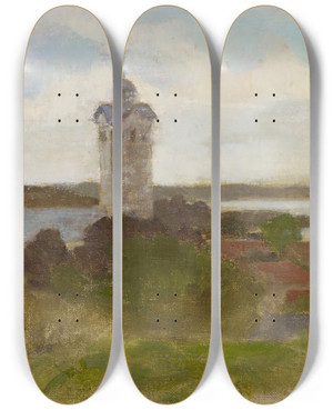 Triptych art skateboard deck of Helene Schjerfbeck Tammisaari Church by Helene Schjerfbeck (1862-1946)