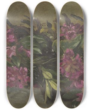 Triptych art skateboard deck of Cella Thoma Alpenroses by Cella Thoma
